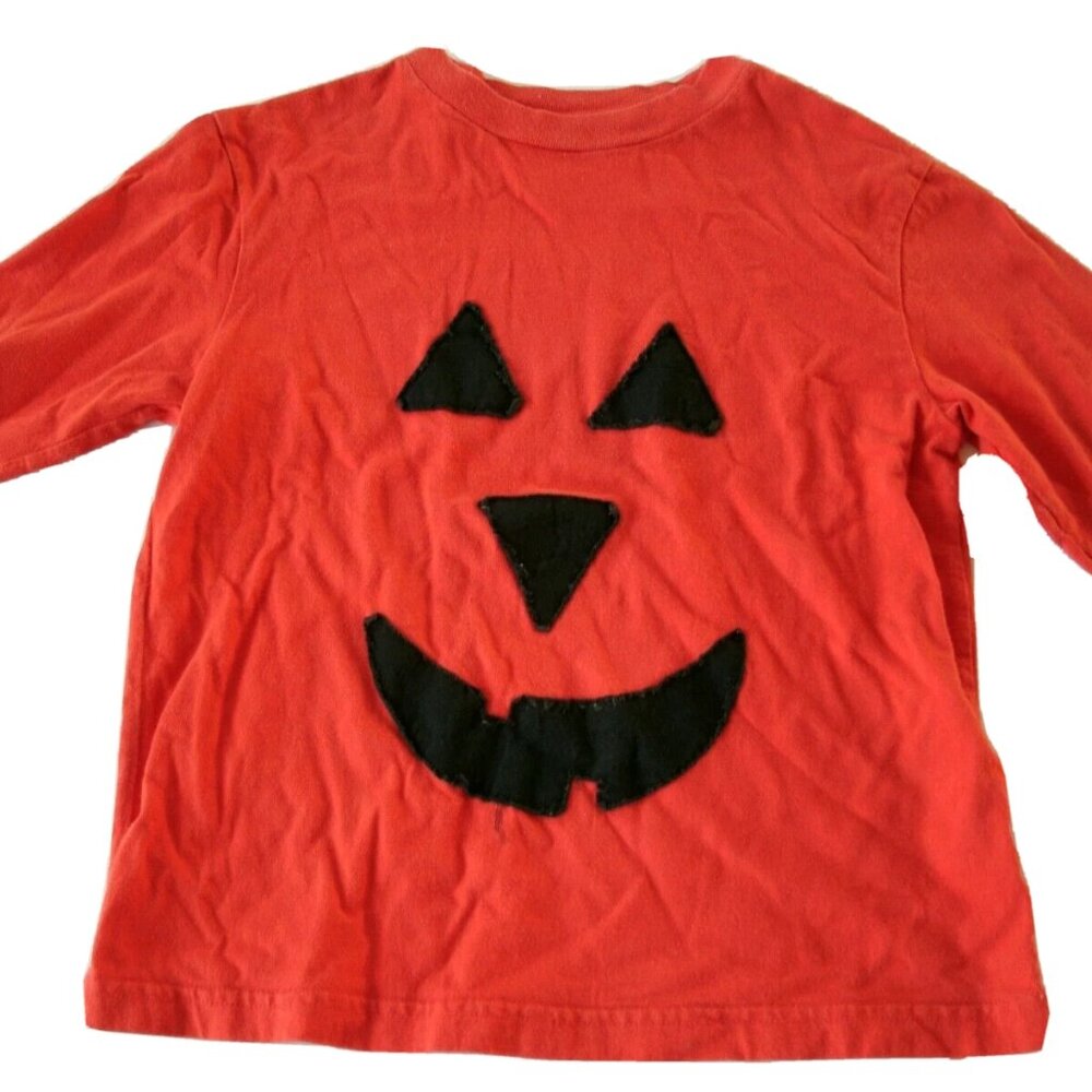 Kids Halloween T-Shirt Pumpkin Long Sleeve Orange Boys Girls Cherokee Size XS